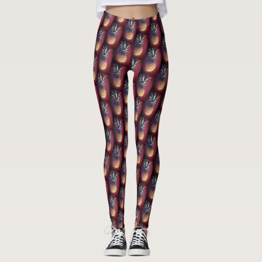 Funky Red Yummy Pineaple Leggings (Vorderseite)