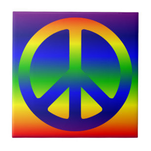 Funky Regenbogen-Friedenssymbol Fliese