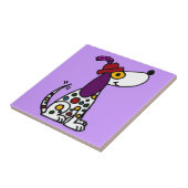 Funky Regenbogen-gepunkteter Welpen-Hund Fliese (Seite)