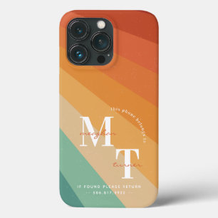 Funky Retro 1970er Jahre Groovy Streifen   Monogra Case-Mate iPhone Hülle