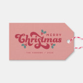 Funky Retro 70er Holly Jolly Geschenkanhänger (Vorderseite (Horizontal))