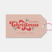 Funky Retro 70er Holly Jolly Geschenkanhänger (Vorderseite (Horizontal))