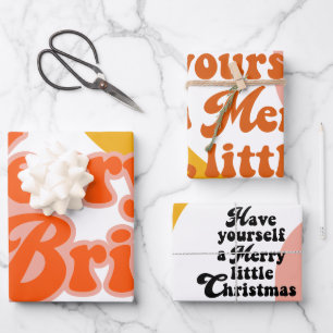 Funky Retro 70er   Merry & Bright Geschenkpapier Set