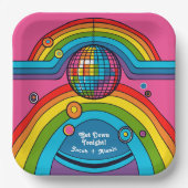 Funky Retro 70's Disco Rainbow Groovy Mirror Ball Pappteller (Vorderseite)