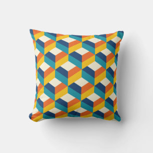 Funky Retro 80er 3D-Würfel geometrisches Musterdes Kissen
