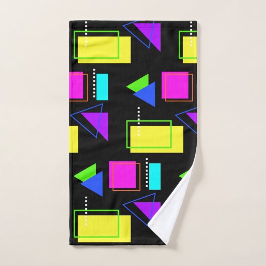 FUNKY RETRO 80er NEON FLUORO GEOMETRIC FORM DRUCKE Badhandtuch Set (Handtuch)