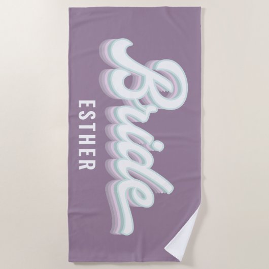 Funky Retro 80er Pastel Braut Bachelorette Hochzei Strandtuch (Vorderseite)