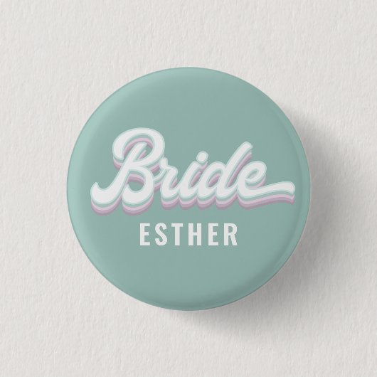 Funky Retro 80's Pastel Bachelorette Wedding Button (Vorderseite)