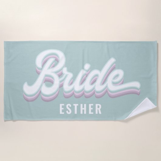 Funky Retro 80's Pastel Bachelorette Wedding Strandtuch (Vorderseite)