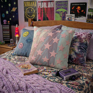Funky Retro Abstract Rosa Sterne auf Chiffon Kissen