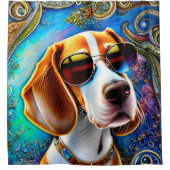Funky Retro Beagle Duschvorhang (Vorderseite)