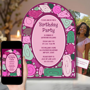 Funky Retro Birthday Einladung Mitte Jahrhundert M