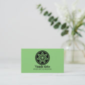 Funky Retro Bloom Business Card, Kelly Green Visitenkarte (Stehend Vorderseite)
