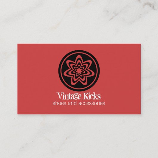 Funky Retro Bloom Business Card, rot Visitenkarte (Vorderseite)