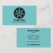 Funky Retro Bloom Business Card, Türkis Visitenkarte (Vorne/Hinten)