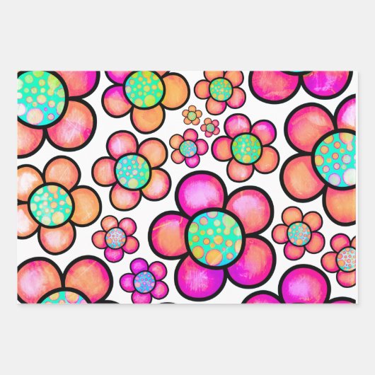 Funky Retro-Blume Geschenkpapier Set (Vorderseite 2)