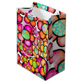 Funky Retro-Blume Mittlere Geschenktüte (Vorderseite Schrägansicht)