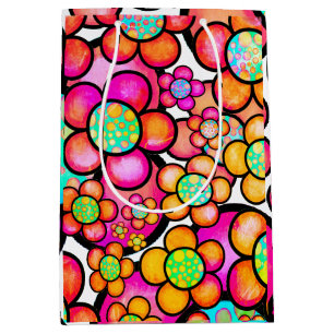 Funky Retro-Blume Mittlere Geschenktüte