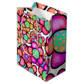 Funky Retro-Blume Mittlere Geschenktüte (Rückseite Schrägansicht)