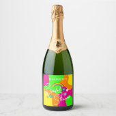 Funky Retro-Brautjungfernparty Schaumweinetikett (Vorderseite)