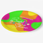 Funky Retro-Brautjunggesellinnenparty Pappteller (Schrägansicht)