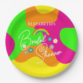 Funky Retro-Brautparty Pappteller (Vorderseite)