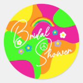 Funky Retro-Brautparty Runder Aufkleber (Vorderseite)