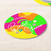 Funky Retro-Brautparty Runder Pappuntersetzer (Angewinkelt)