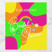 Funky Retro-Brautparty Weinetikett (Einzelnes Label)