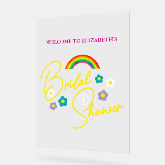 Funky Retro Bridal Shower Acrylschild (Winkel)