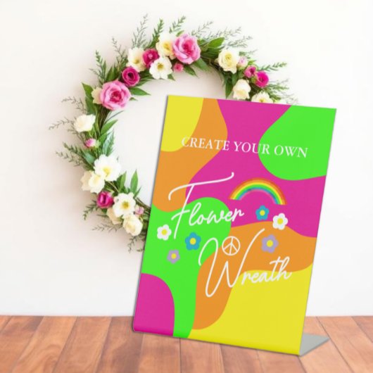 Funky Retro Bridal Shower Flower Wreath Sockelschild