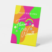 Funky Retro Bridal Shower Flower Wreath Sockelschild (Vorderseite)