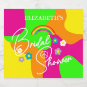 Funky Retro Bridal Shower Schaumweinetikett (Einzelnes Label)