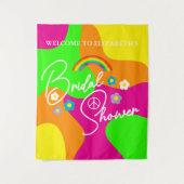 Funky Retro Bridal Shower Wandteppich (Vorderseite)