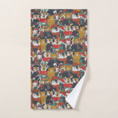 Funky Retro Christmas Animals Badhandtuch Set (Handtuch)