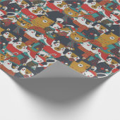 Funky Retro Christmas Animals Geschenkpapier (Ecke)