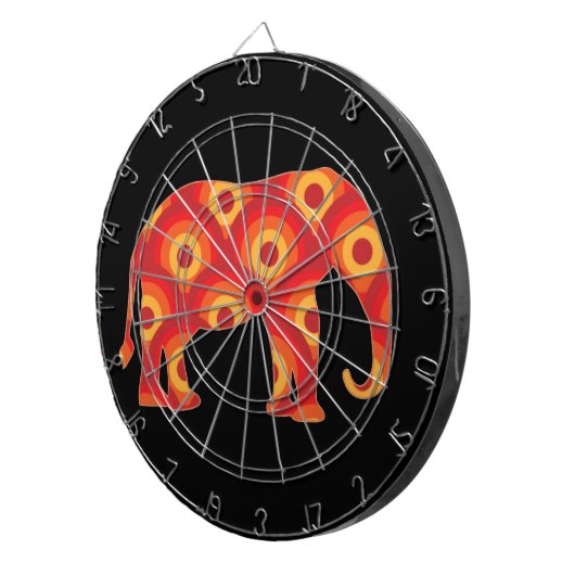Funky Retro Circles Elephant Dartscheibe (Vorderseite rechts)