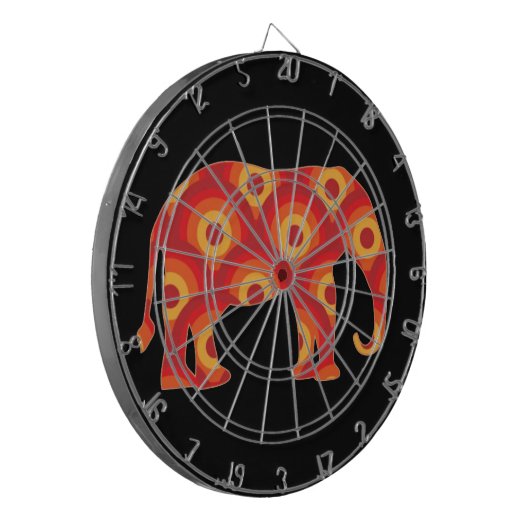 Funky Retro Circles Elephant Dartscheibe (Vorderseite Links)