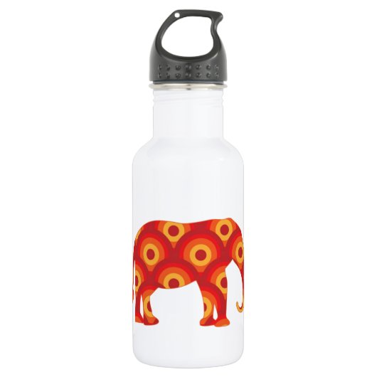 Funky Retro Circles Elephant Edelstahlflasche (Vorderseite)