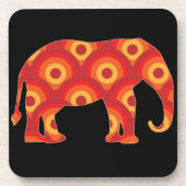 Funky Retro Circles Elephant Getränkeuntersetzer (Vorderseite)