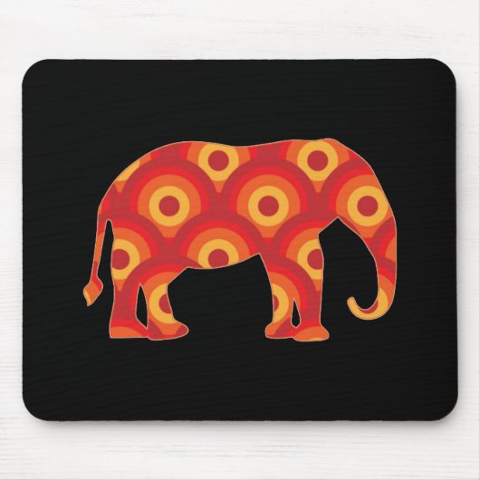 Funky Retro Circles Elephant Mousepad (Vorne)