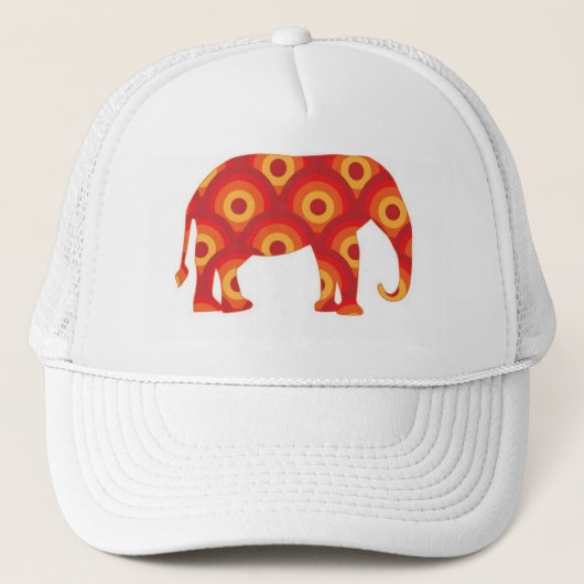 Funky Retro Circles Elephant Truckerkappe (Vorderseite)