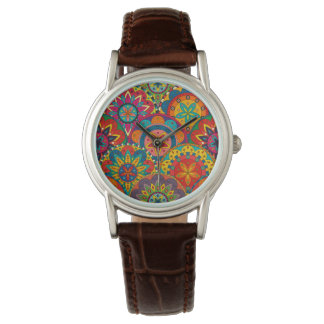 Funky Retro Colorful Mandala Pattern Armbanduhr