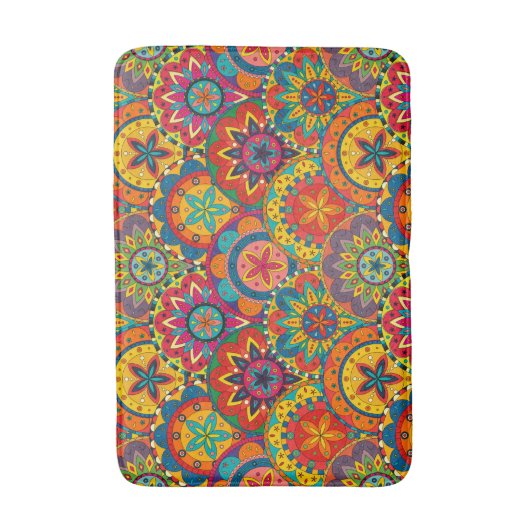 Funky Retro Colorful Mandala Pattern Badematte (Vorderseite Vertikal)
