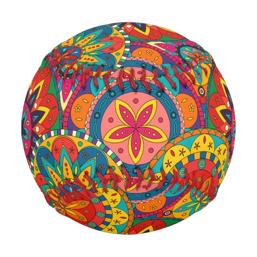 Funky Retro Colorful Mandala Pattern Baseball (Vorderseite)