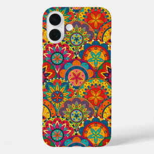 Funky Retro Colorful Mandala Pattern iPhone 16 Plus Hülle