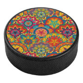 Funky Retro Colorful Mandala Pattern Eishockey Puck (3/4)