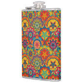 Funky Retro Colorful Mandala Pattern Flachmann (Links)