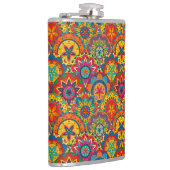 Funky Retro Colorful Mandala Pattern Flachmann (Rechts)