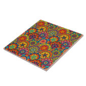 Funky Retro Colorful Mandala Pattern Fliese (Seite)